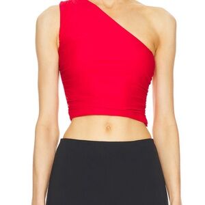 Superdown Red Asymmetrical Crop Tank Top